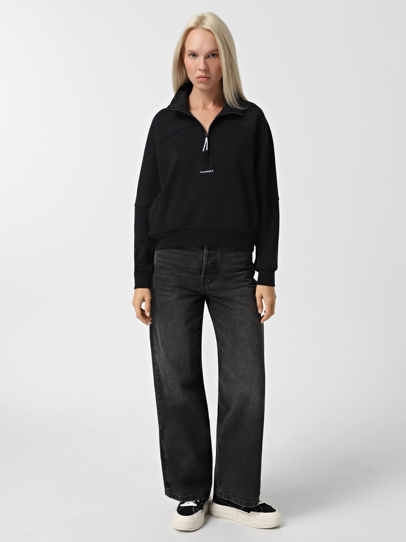 Кофта CONVERSE Wordmark 1/2 Zip модель 10026781-001 Фото