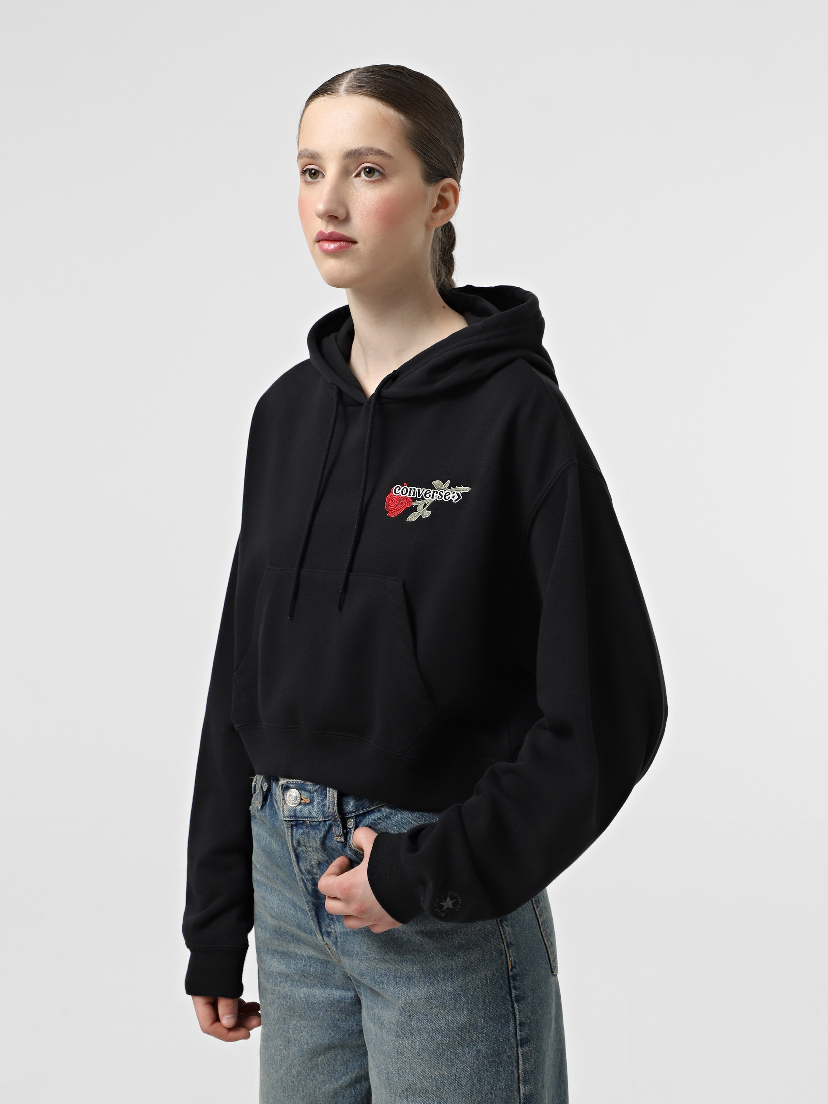 Жіноче Худі CONVERSE TLMN VDAY ESSENTIALS (0Q139) колір чорний, матеріал бавовна/поліестер CONVERSE - купити в Україні