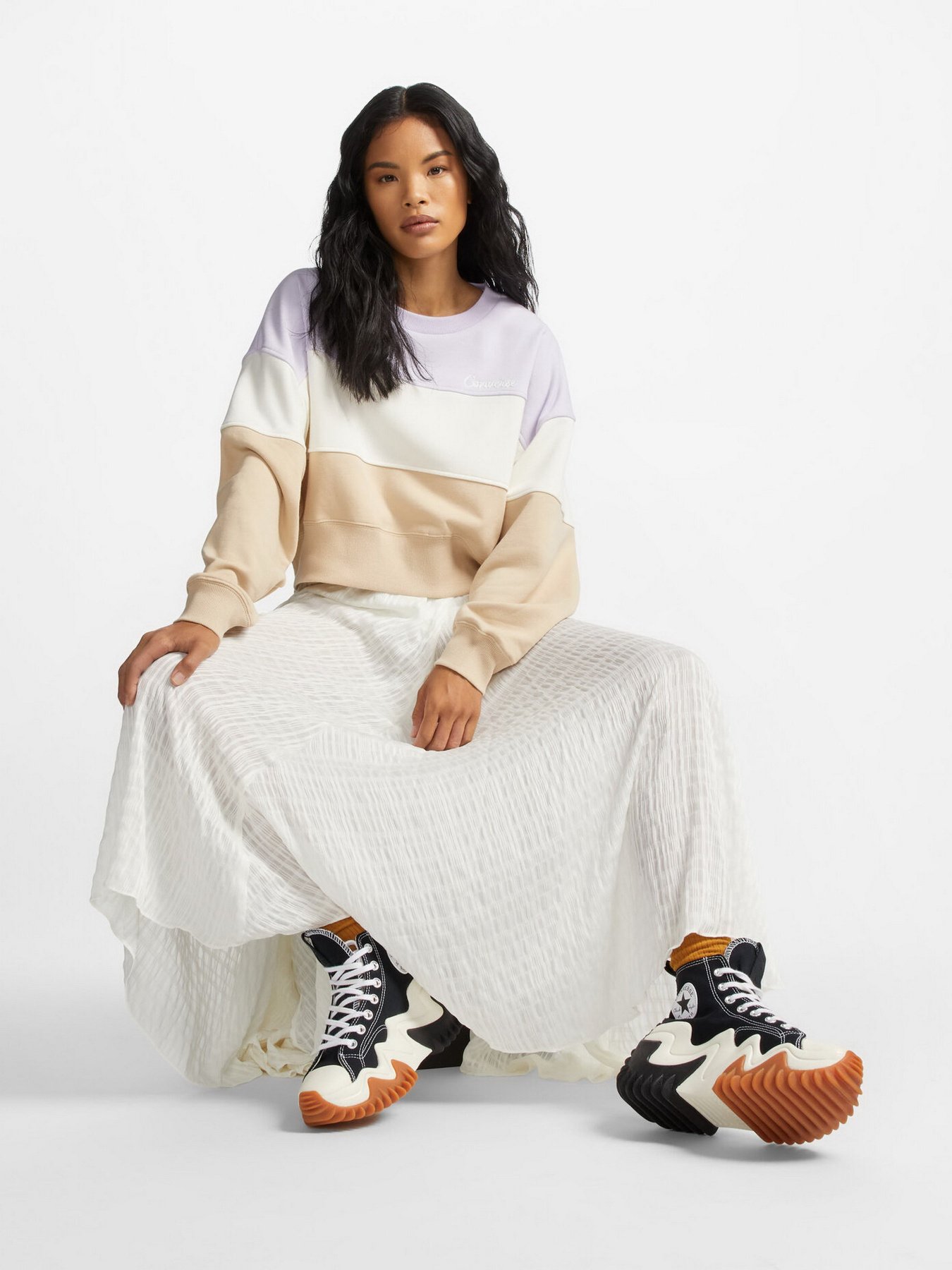 Свитшот CONVERSE Colorblocked Chain Stitch Crew модель 10024524-296 Фото