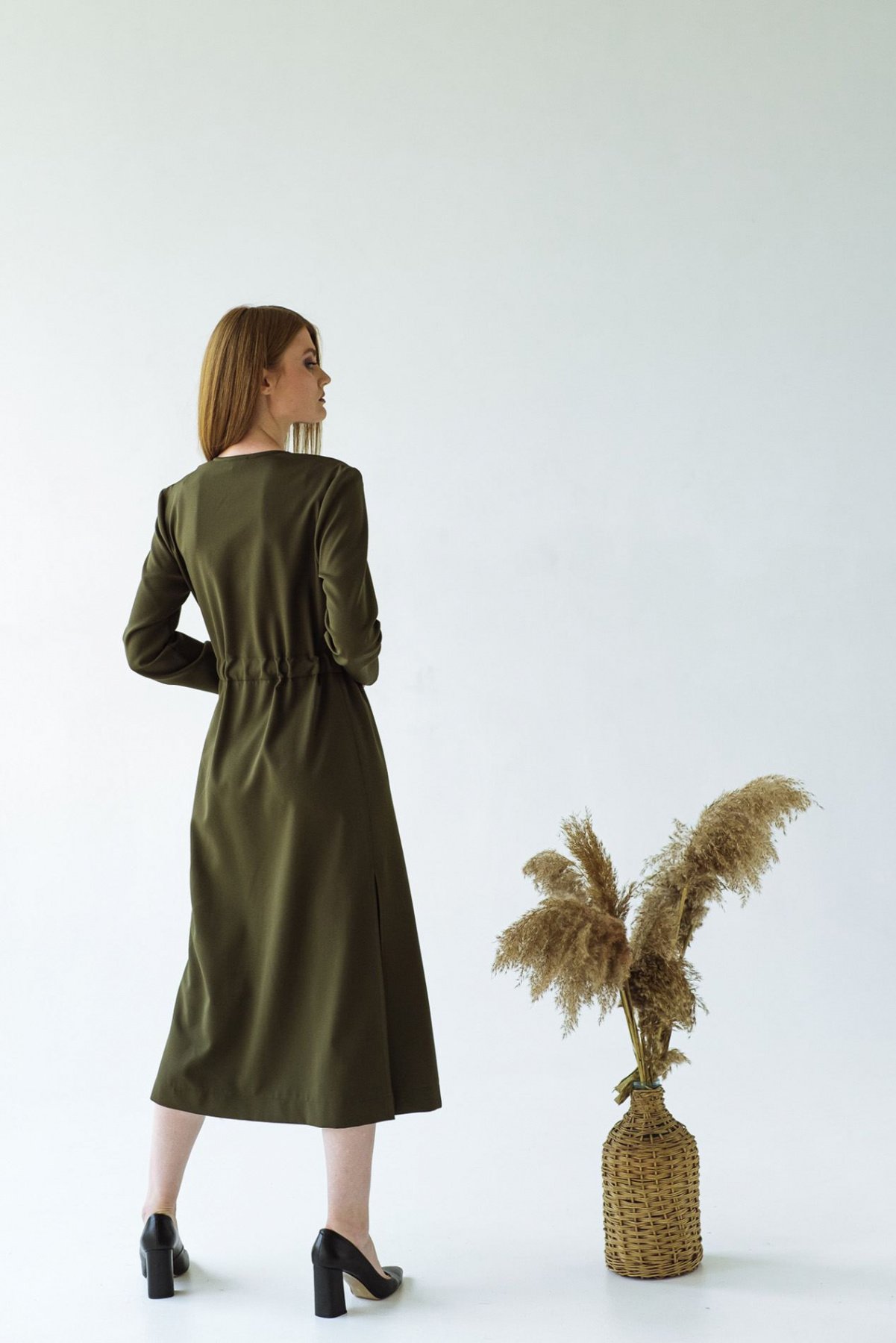 Платья VOVK модель 09352 оливковий Фото