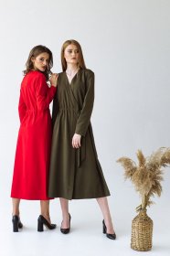 Платья VOVK модель 09352 оливковий Фото