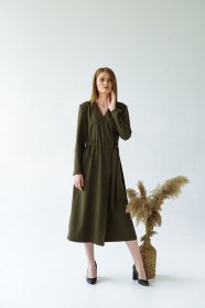 Платья VOVK модель 09352 оливковий Фото