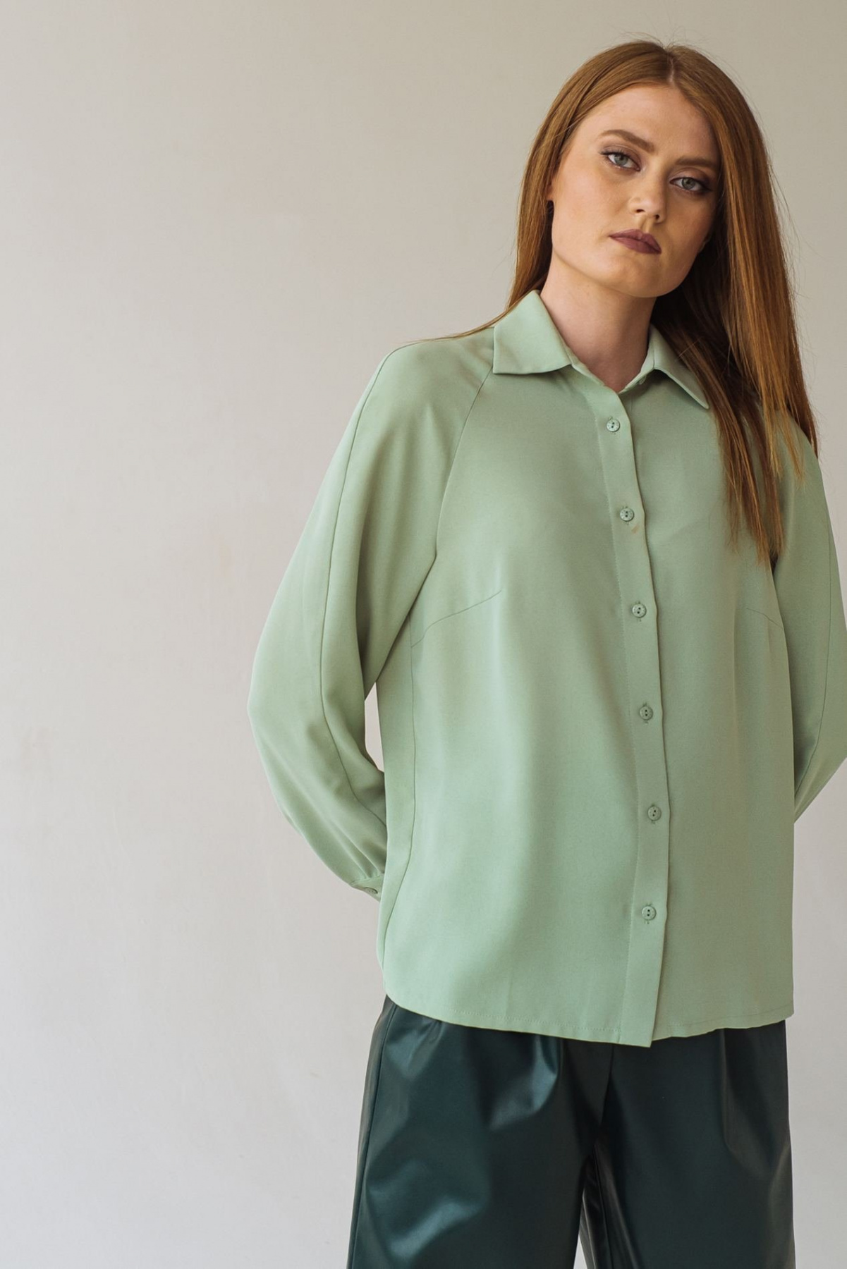 Блуза с длинным руквом VOVK модель 07694 шалфей Фото