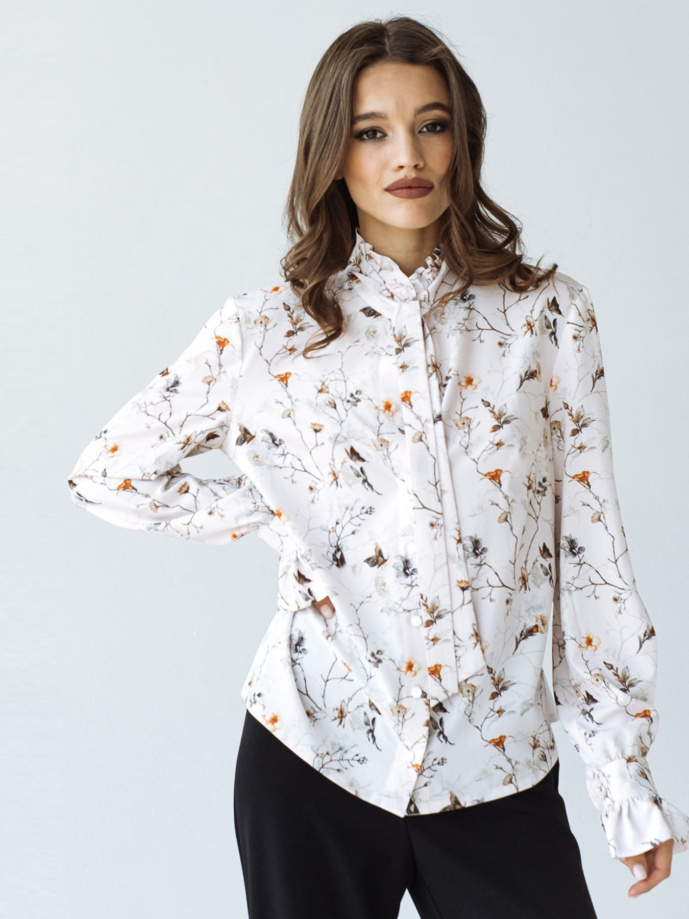 Блуза с длинным руквом VOVK модель 08390 квіти Фото