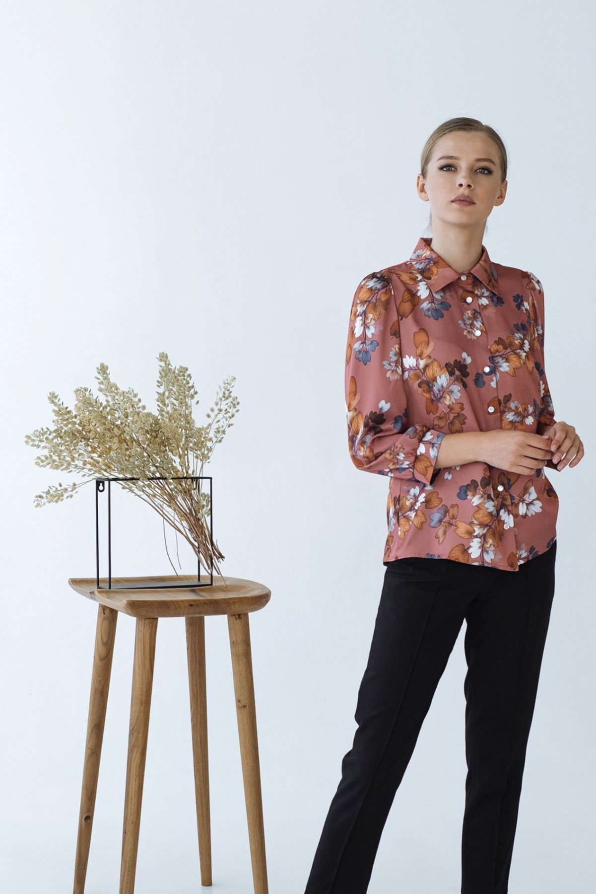 Блуза с длинным руквом VOVK модель 08334 квіти Фото