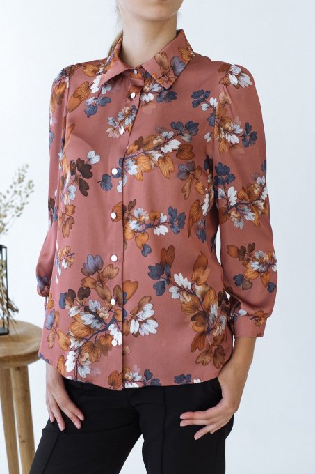 Блуза с длинным руквом VOVK модель 08334 квіти Фото