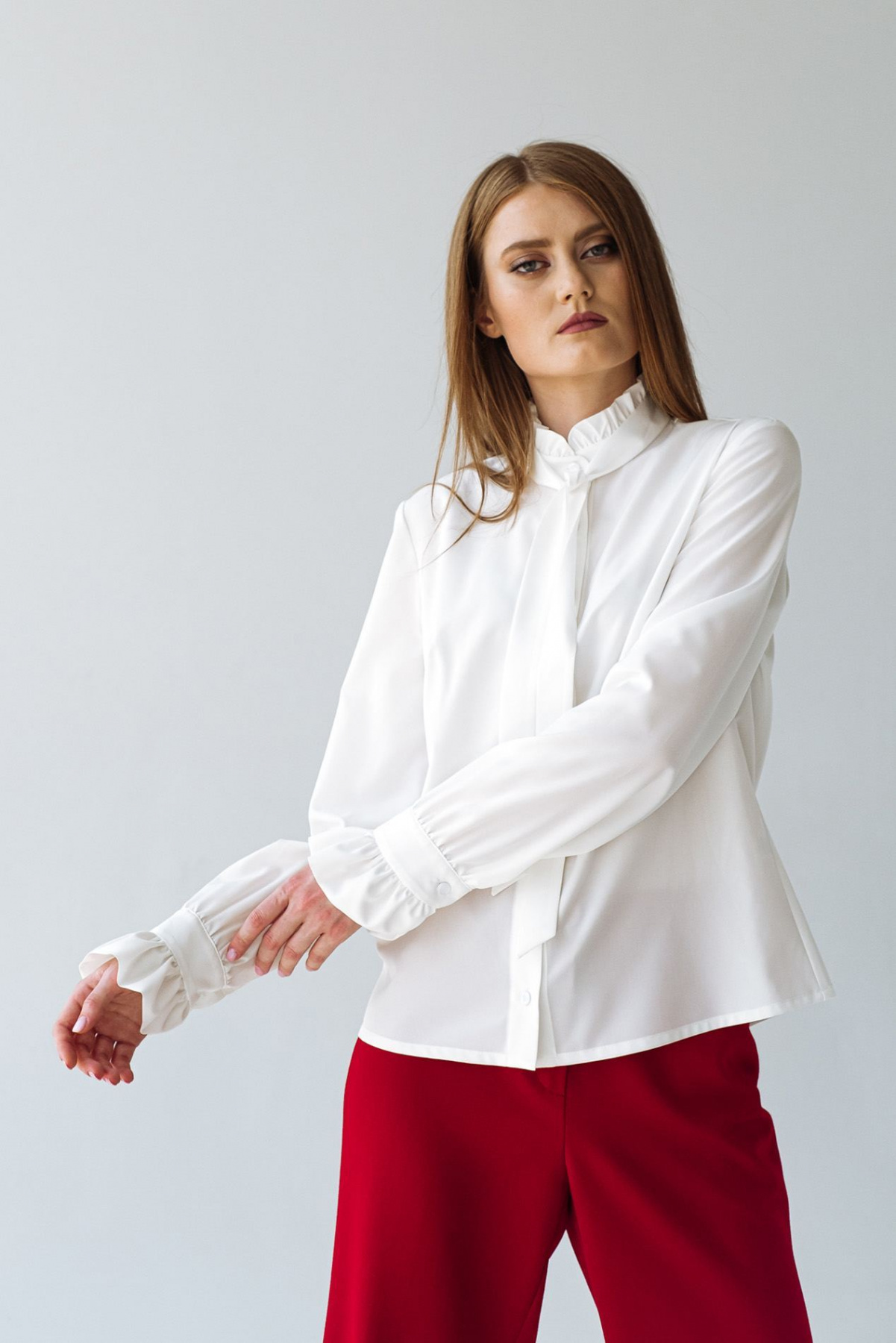 Блуза с длинным руквом VOVK модель 09308 молочний Фото