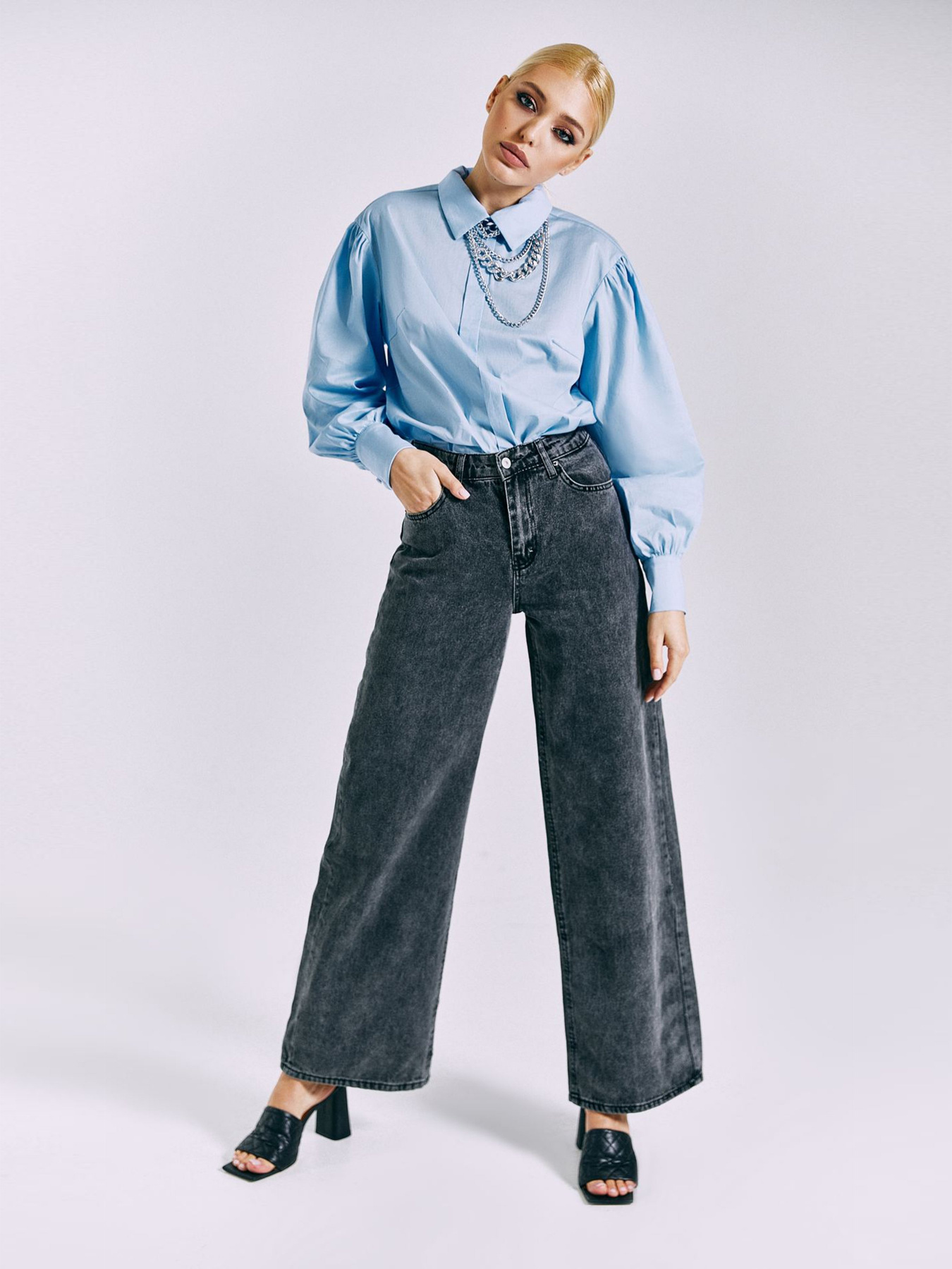 Блуза VOVK модель 010994 небесний Блуза VOVK модель 010994 небесний Фото