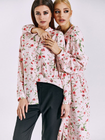 Сорочка VOVK модель 011000 принт квіти на рожевому Фото