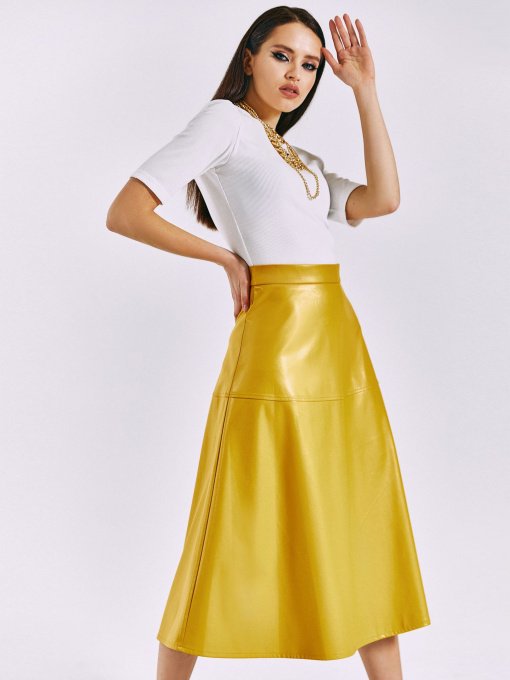 Юбки VOVK модель 010882 гірчичний Фото