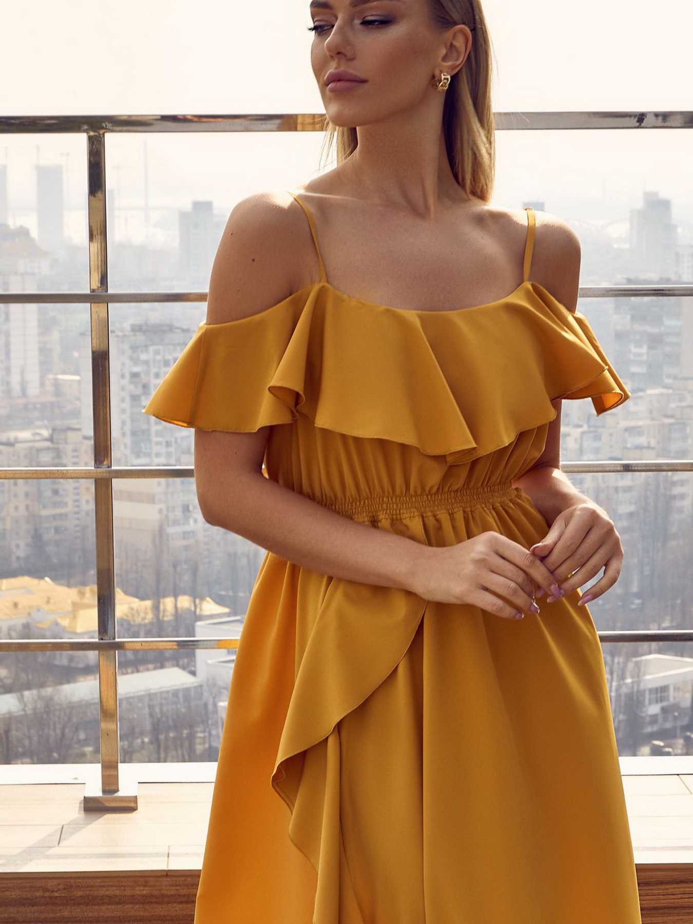 Платья VOVK модель 011003 гірчичний Фото