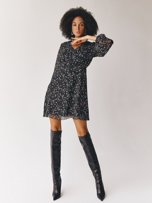 Платья VOVK модель 011936 принт квіти на чорному Фото