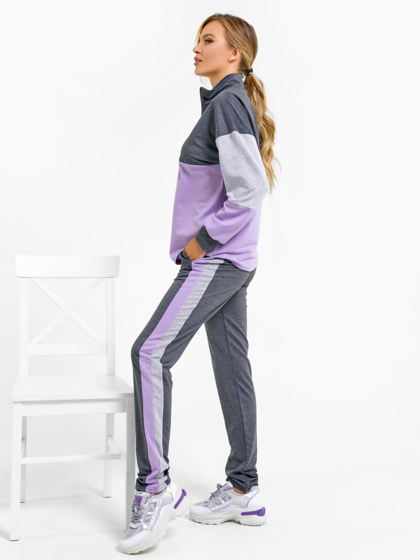 Спортивный костюм ISSA Plus модель 11001_серый/сиреневый Фото