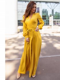 Платья ISSA Plus модель 12107_горчичный Фото