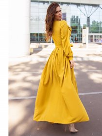 Платья ISSA Plus модель 12107_горчичный Фото