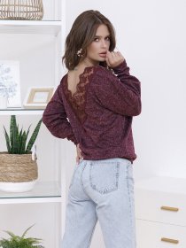 Джемпер ISSA Plus модель 12111_бордовый Фото