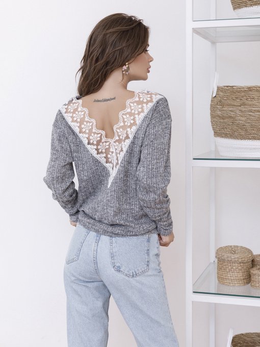 Джемпер ISSA Plus модель 12111_серый Фото