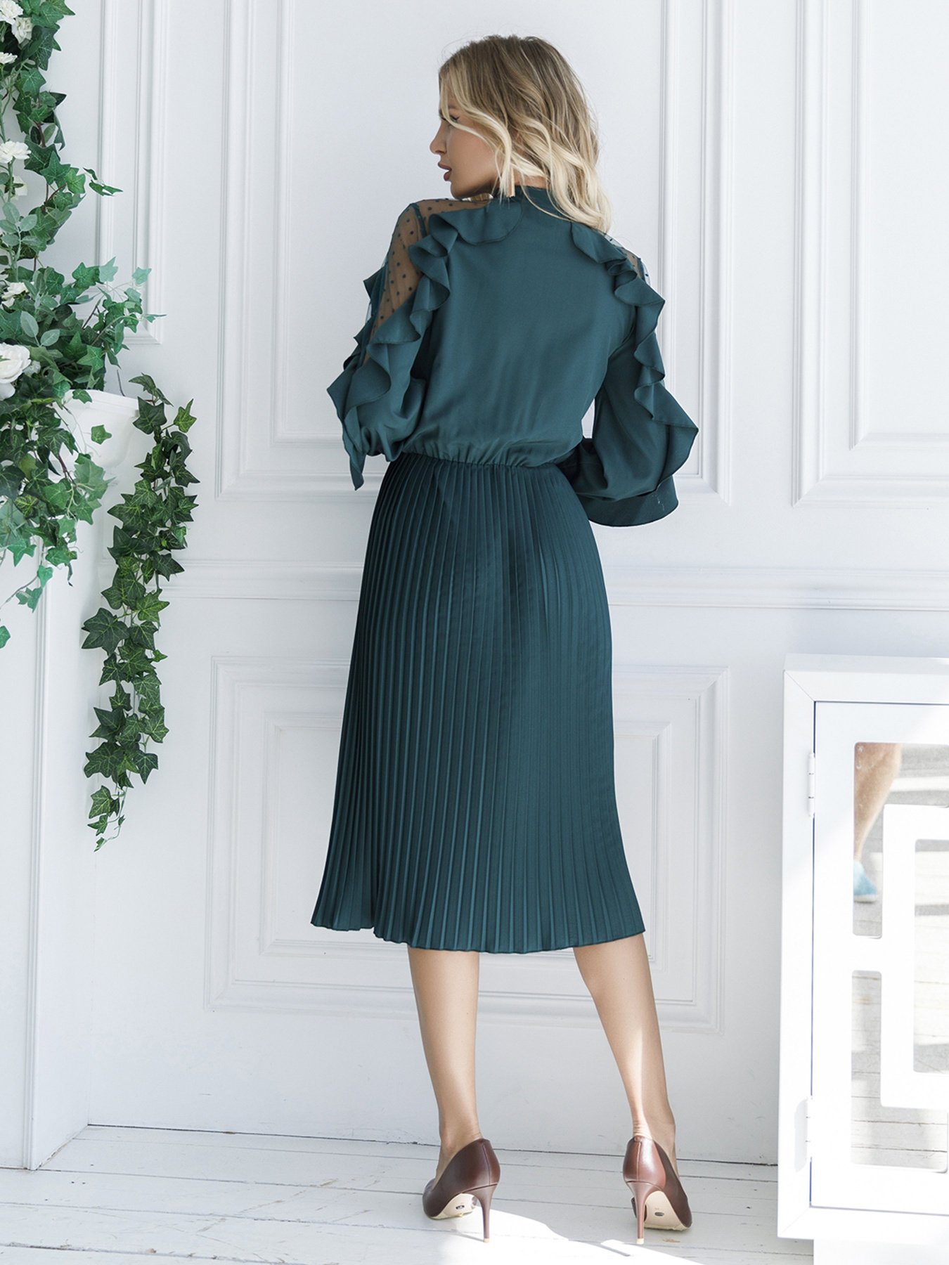 Платья ISSA Plus модель 12132_зеленый Фото