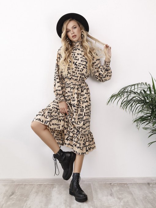 Платья ISSA Plus модель 12153_бежевый Фото