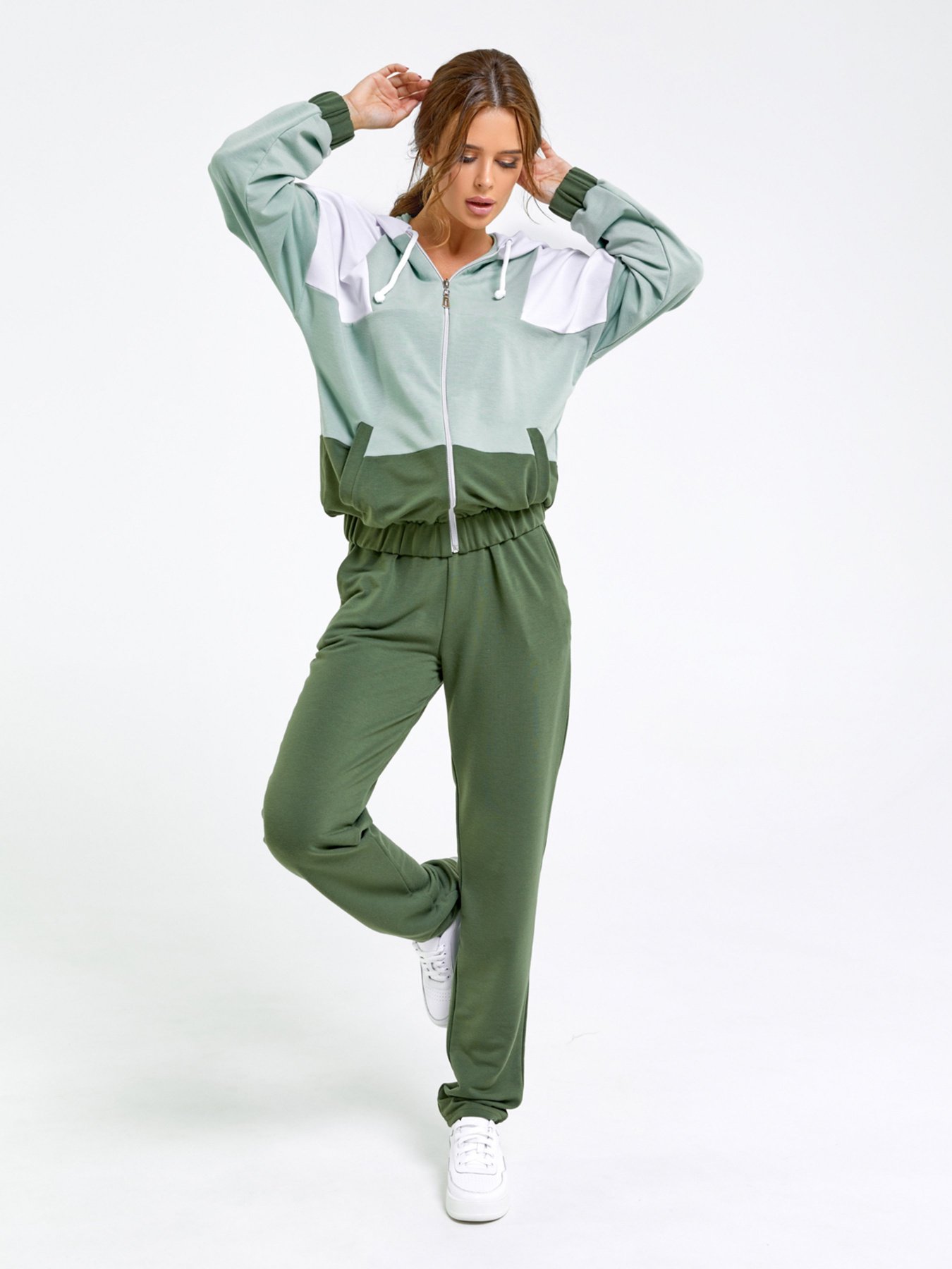 Спортивний костюм ISSA Plus модель 12190_хаки/мятный Фото
