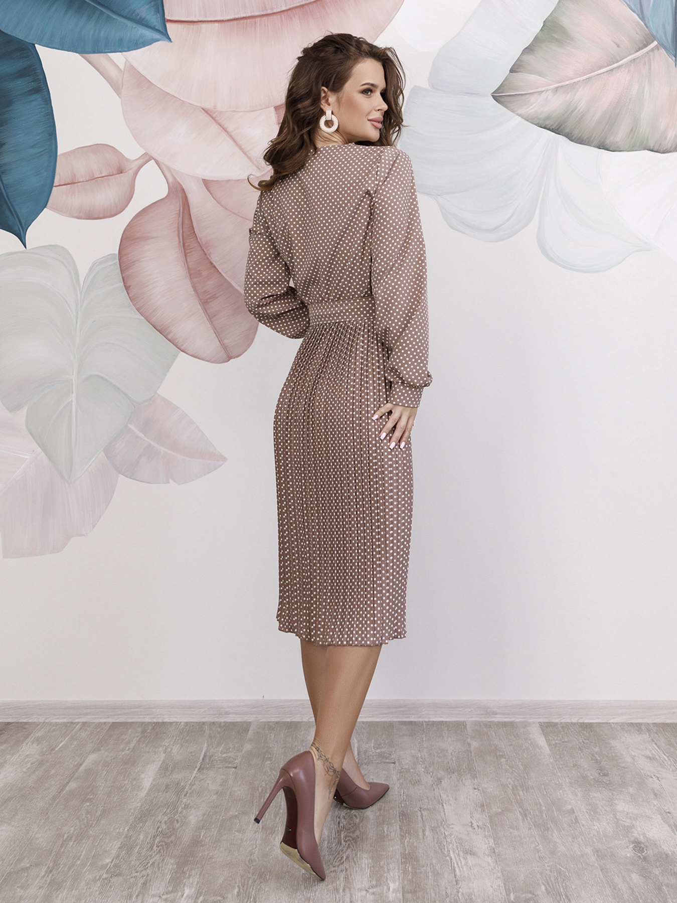 Сукня міді ISSA Plus модель 12196_темно-бежевый Фото