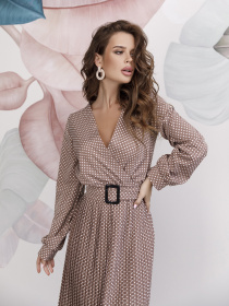 Сукня міді ISSA Plus модель 12196_темно-бежевый Фото