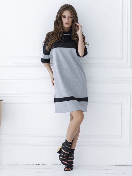 Платья ISSA Plus модель SA-11_черный/серый Фото