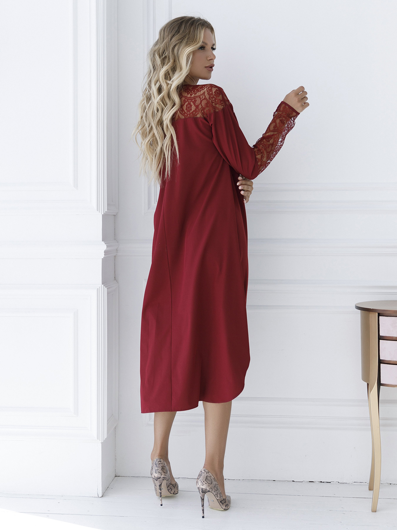 Платья ISSA Plus модель SA-16_бордовый Фото