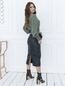 Блуза ISSA Plus модель SA-23_хаки Фото