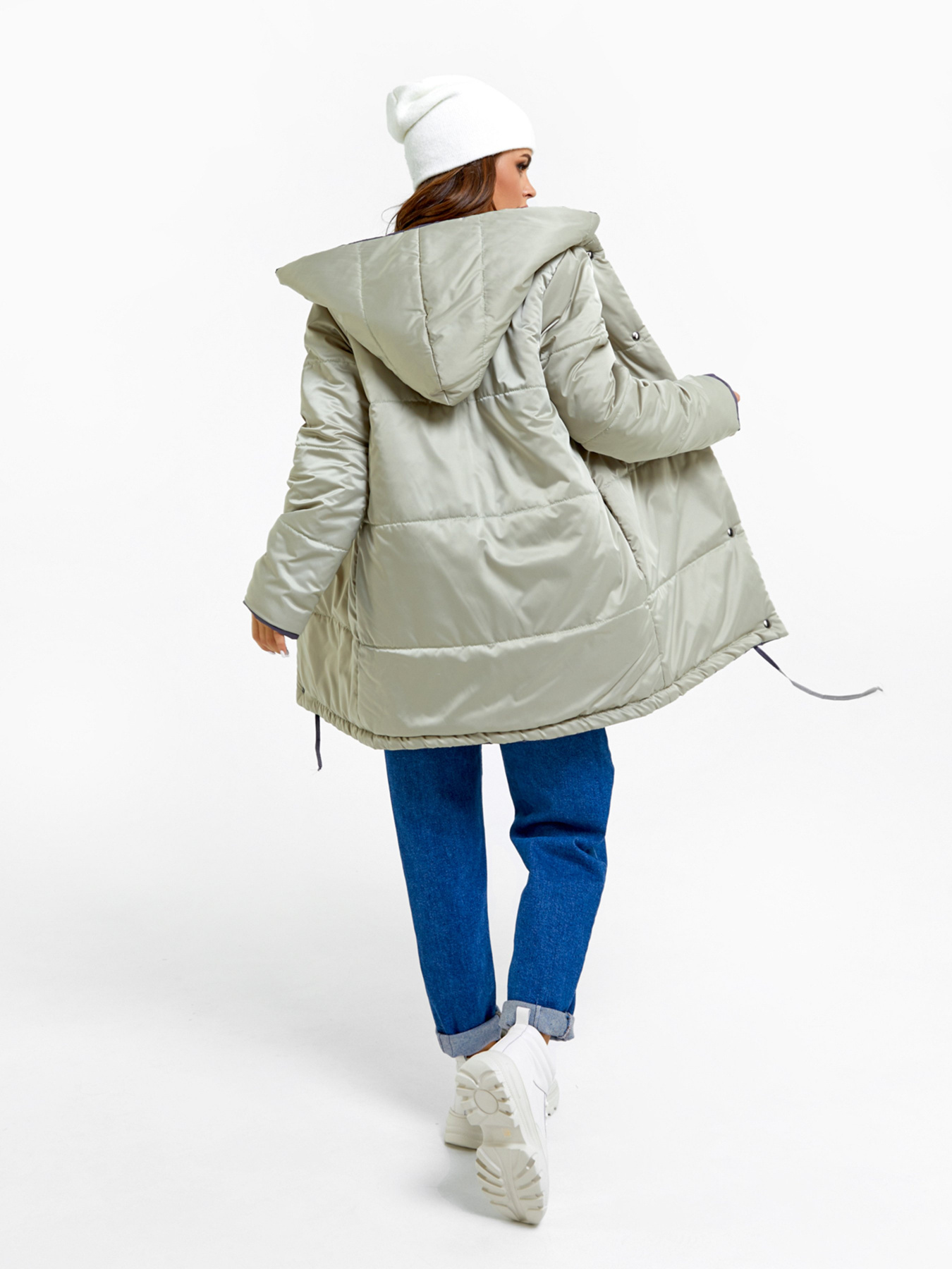 Демисезонная куртка ISSA Plus модель SA-31_сиреневый/бежевый Фото