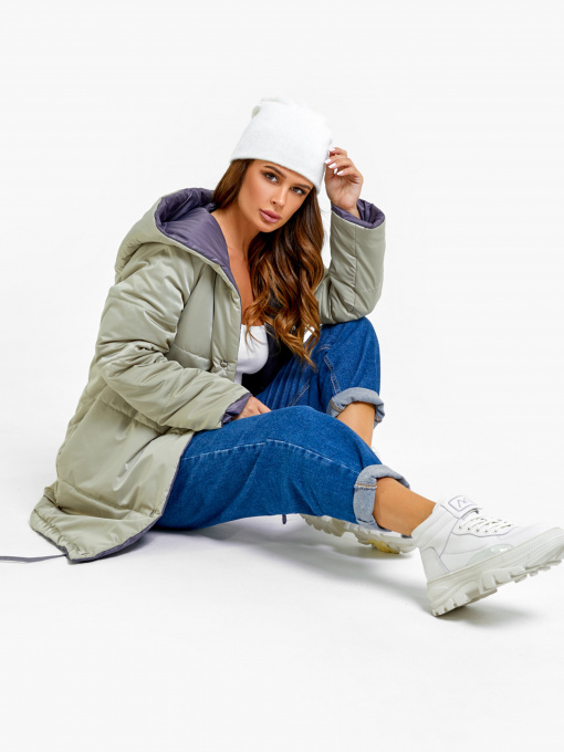 Демісезонна куртка ISSA Plus модель SA-31_сиреневый/бежевый Фото