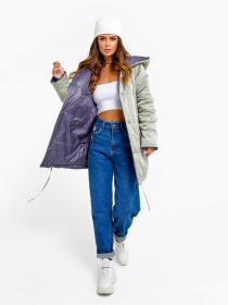 Демисезонная куртка ISSA Plus модель SA-31_сиреневый/бежевый Фото