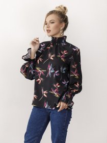 Блуза з довгим рукаом ISSA Plus модель SA-34_черный Фото