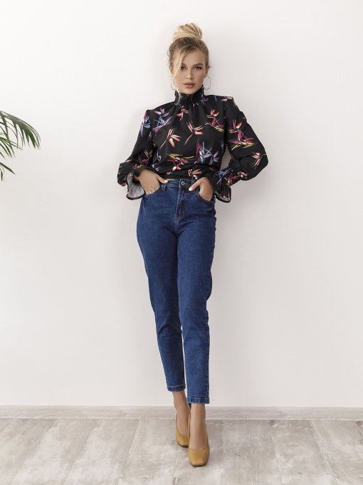 Блуза с длинным руквом ISSA Plus модель SA-34_черный Фото