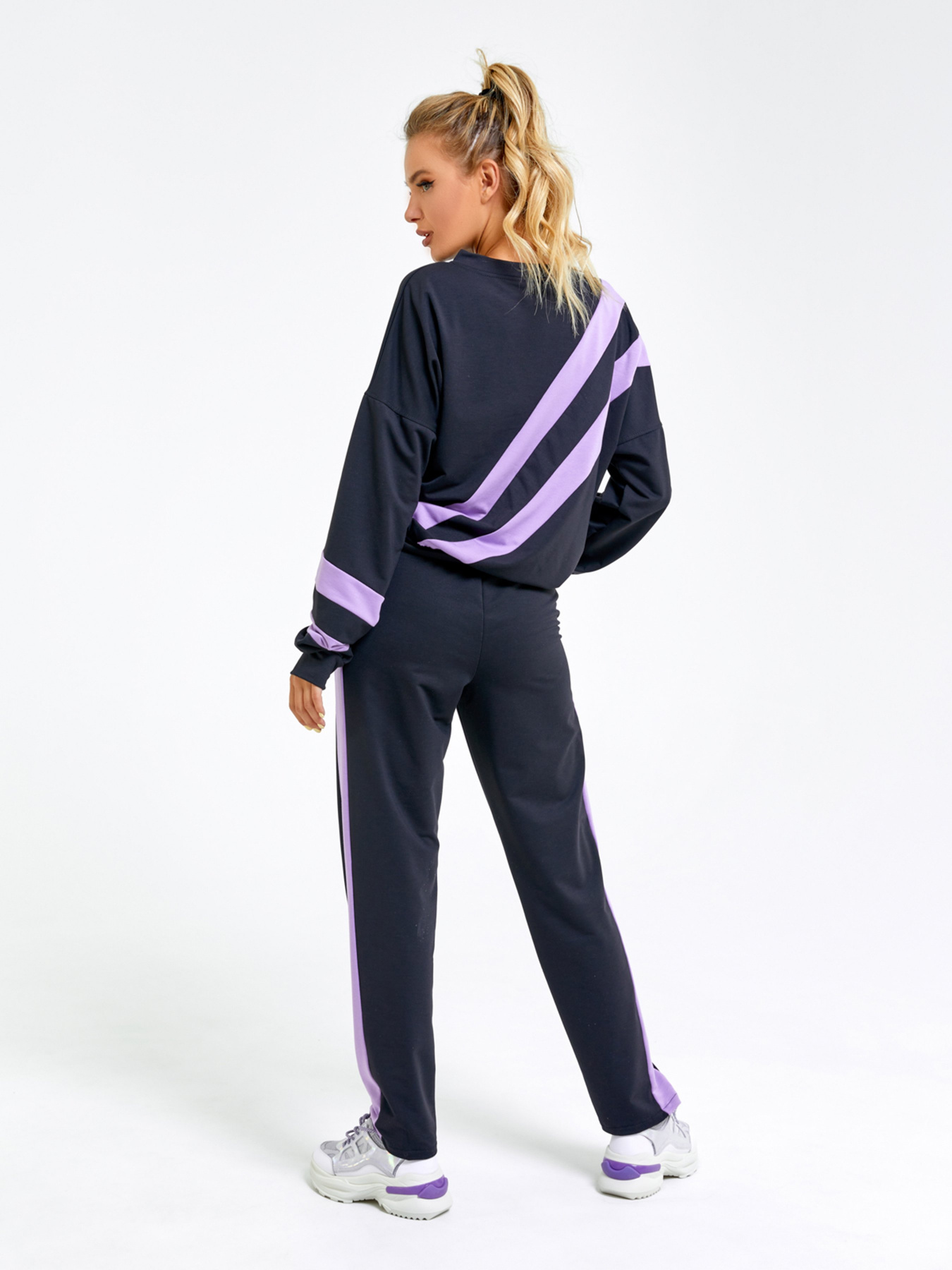 Спортивный костюм ISSA Plus модель SA-37_черный/фиолетовый Фото