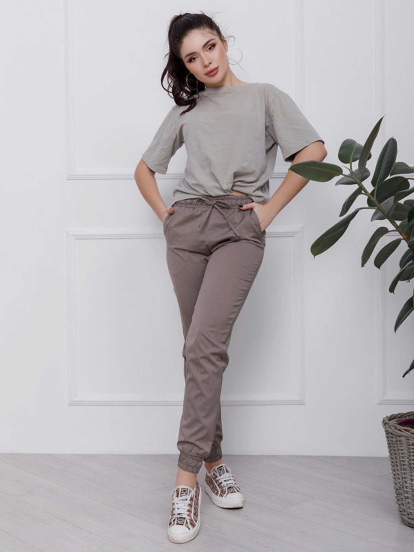 Повседневные штаны ISSA Plus модель 12435_бежевый Фото