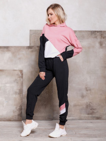 Спортивний костюм ISSA Plus модель SA-112_черный/розовый Фото