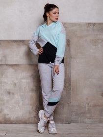 Спортивный костюм ISSA Plus модель SA-112_серый/мятный Фото