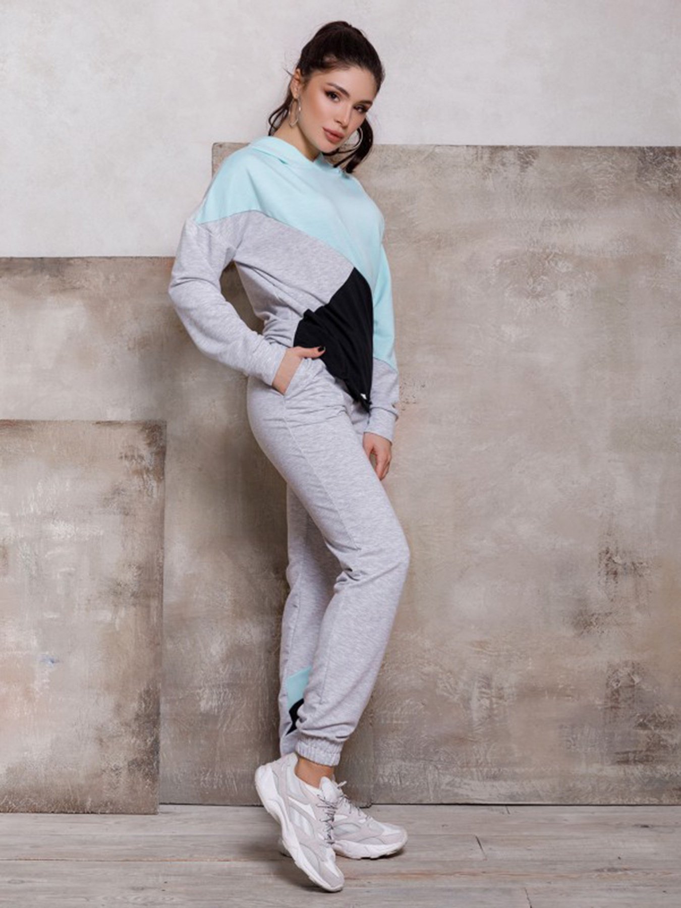 Спортивный костюм ISSA Plus модель SA-112_серый/мятный Фото