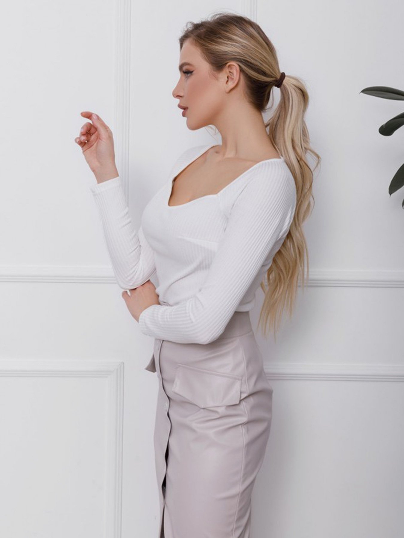 Джемпер ISSA Plus модель SA-110_белый Фото