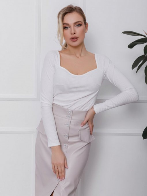 Джемпер ISSA Plus модель SA-110_белый Фото