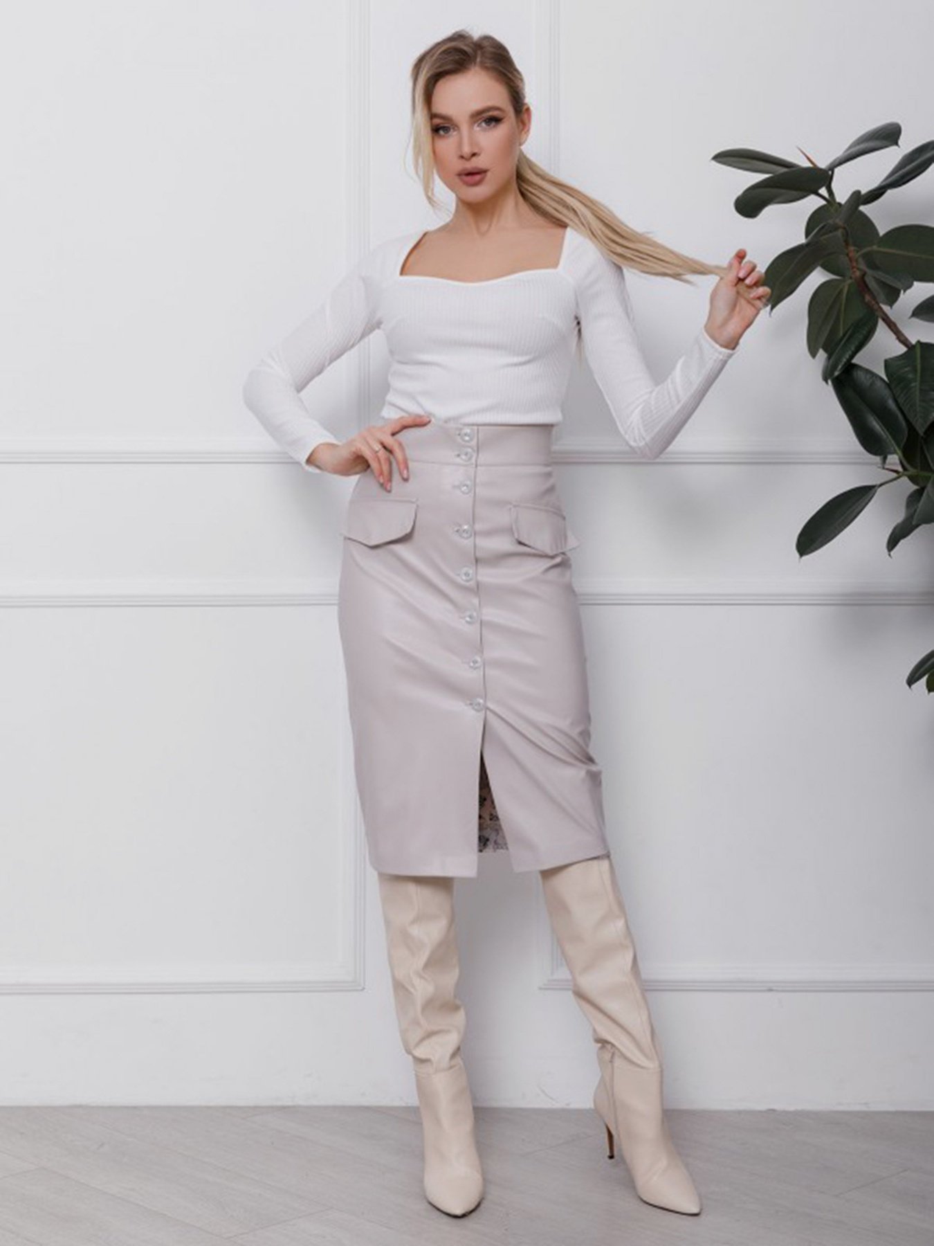 Джемпер ISSA Plus модель SA-110_белый Фото