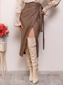 Юбки ISSA Plus модель 11278_бежевый Юбки ISSA Plus модель 11278_бежевый Фото