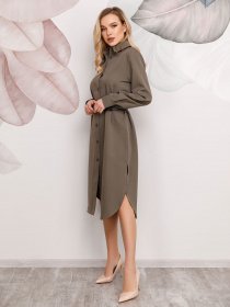 Платья ISSA Plus модель 12492_хаки Фото