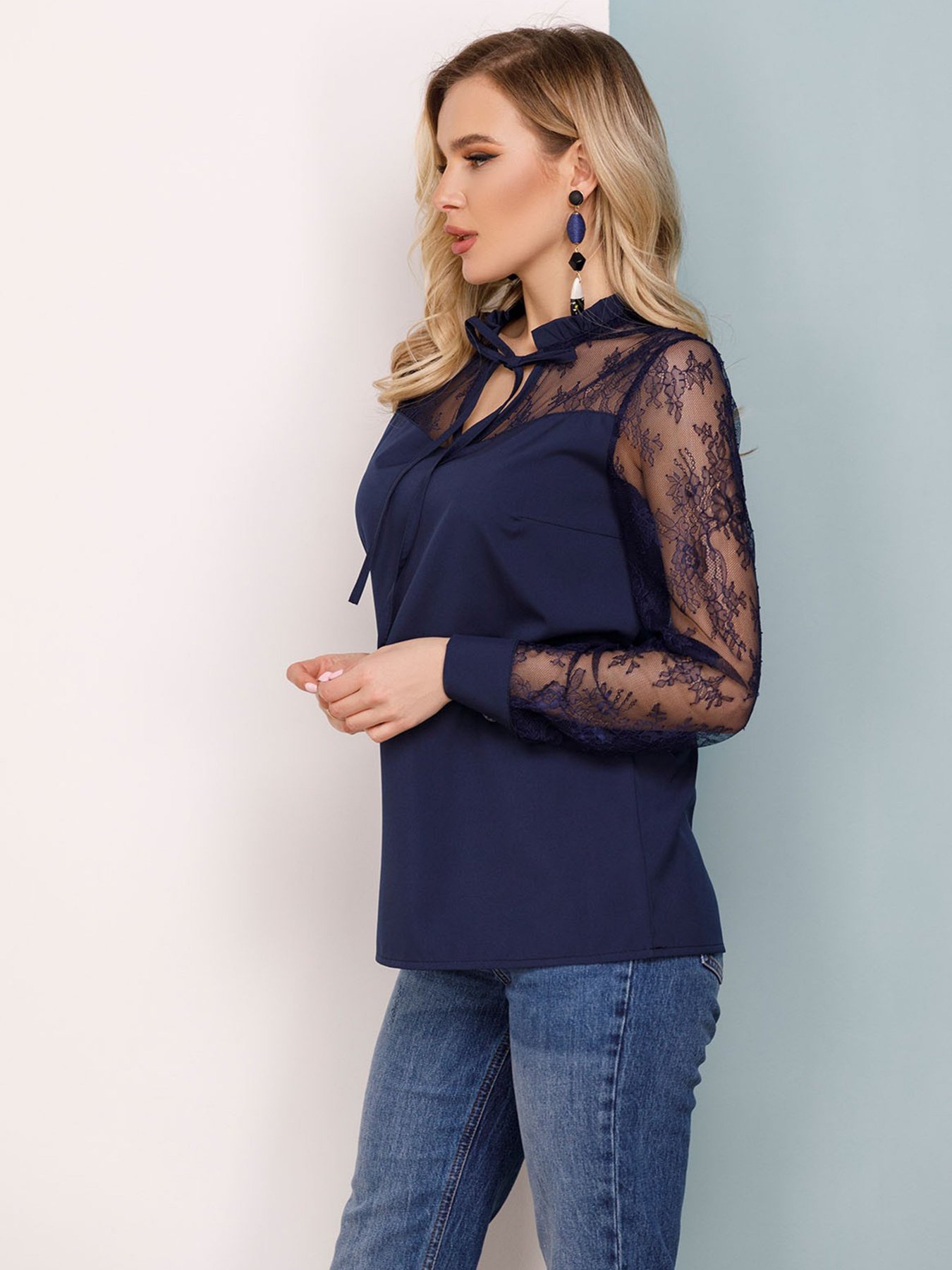 Блуза ISSA Plus модель SA-162_темно-синий Фото