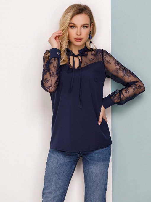 Блуза ISSA Plus модель SA-162_темно-синий Фото