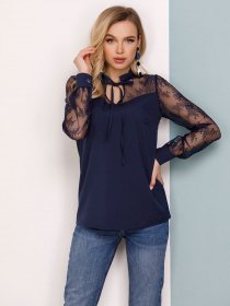 Блуза ISSA Plus модель SA-162_темно-синий Фото