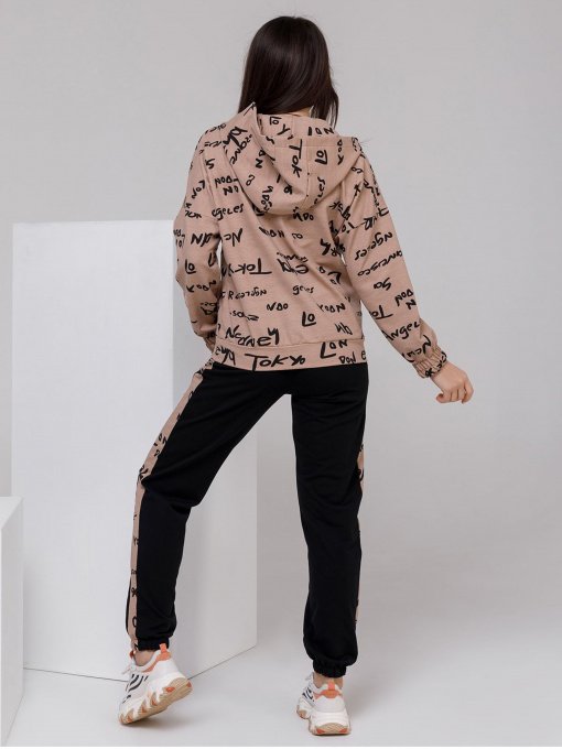 Спортивный костюм ISSA Plus модель SA-152_черный/бежевый Фото