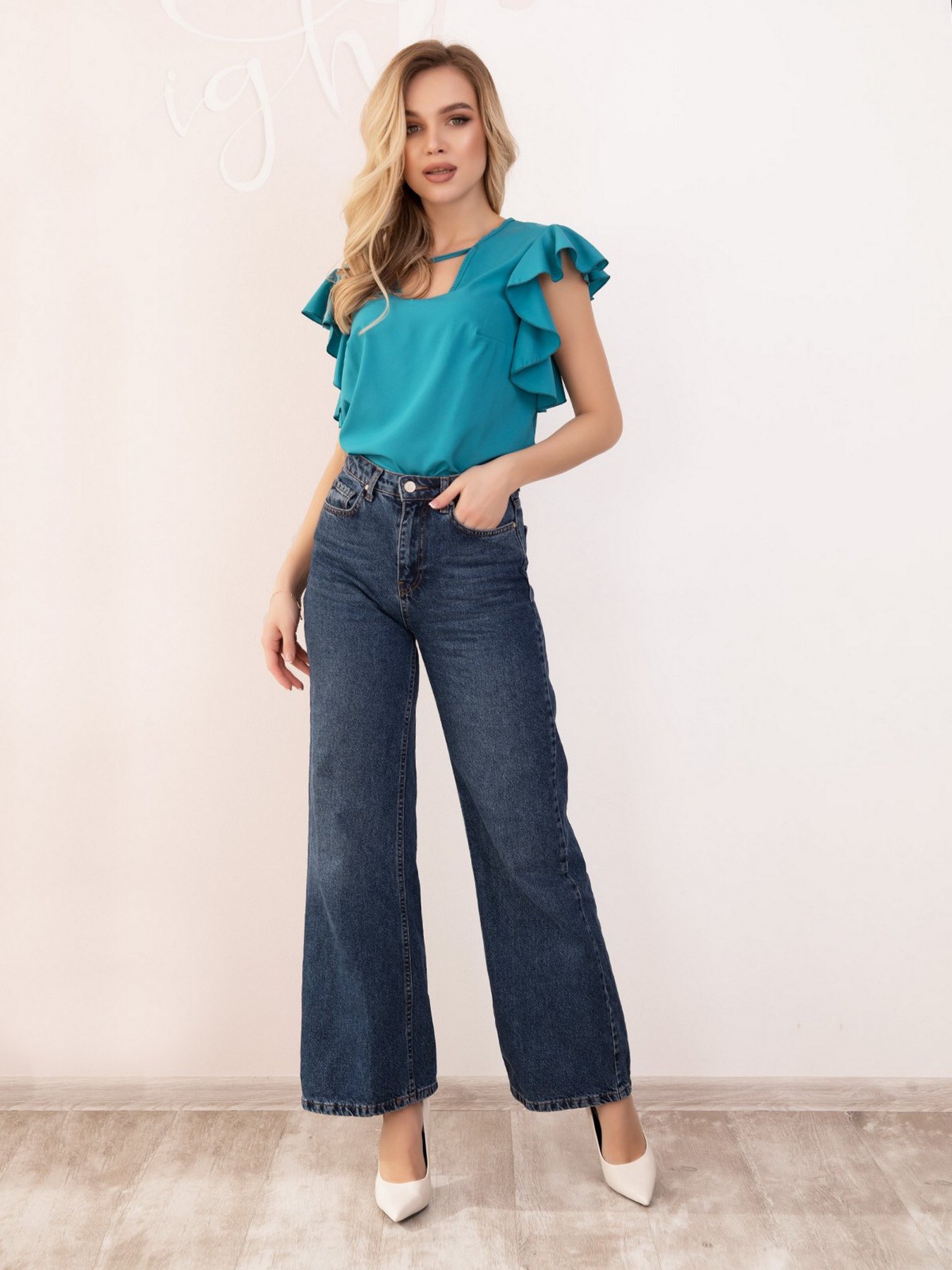 Блуза ISSA Plus модель 11701_бирюзовый Фото