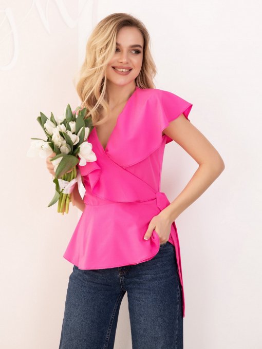 Блуза ISSA Plus модель 12045_малиновый Фото